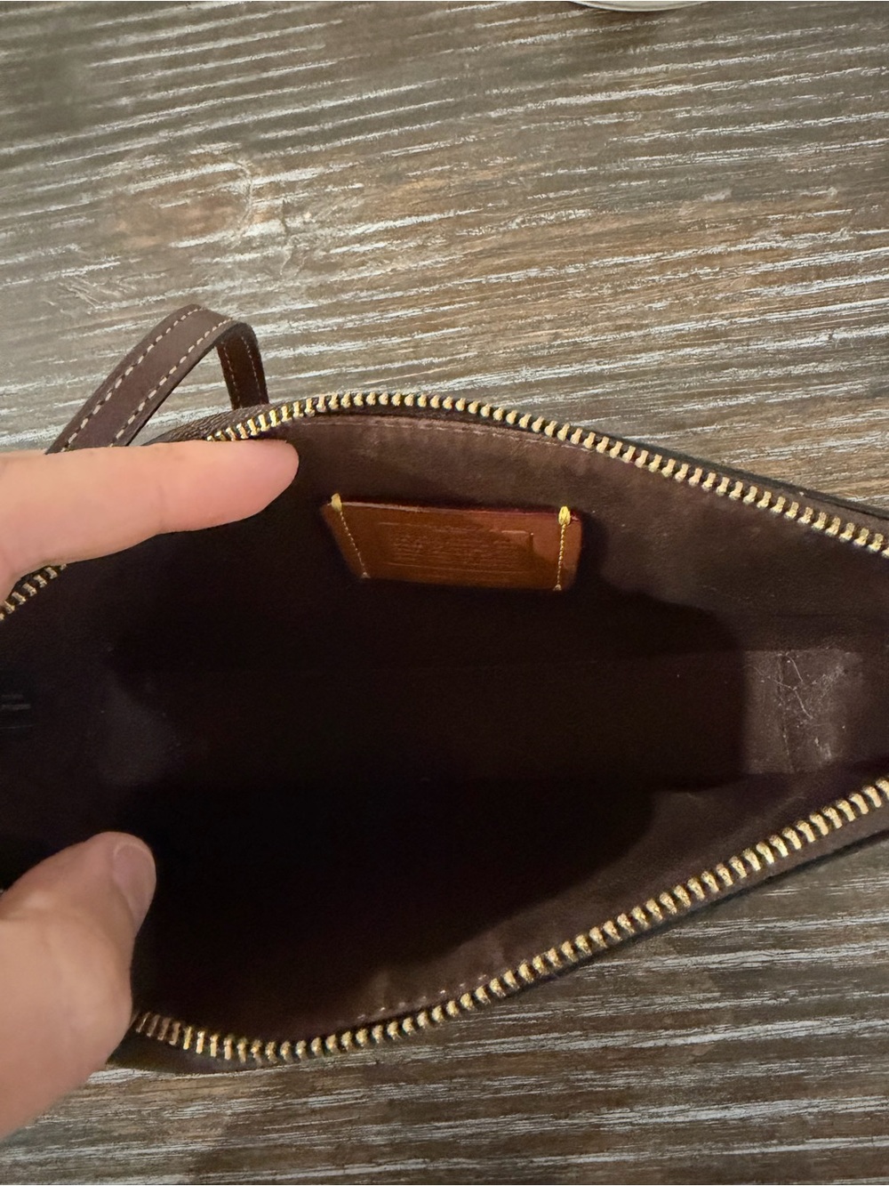 Coach Brown Signature Canvas Wristlet with Leather Strap - Picture 3 of 3